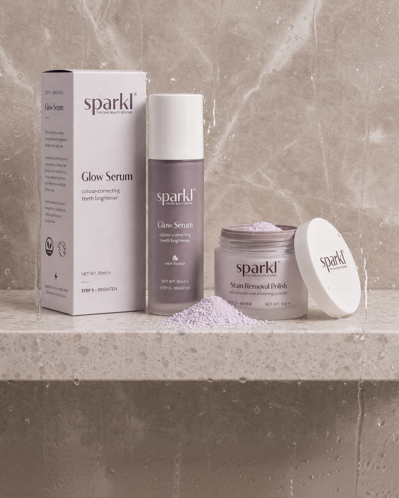 Polish and Serum on bathroom shelf